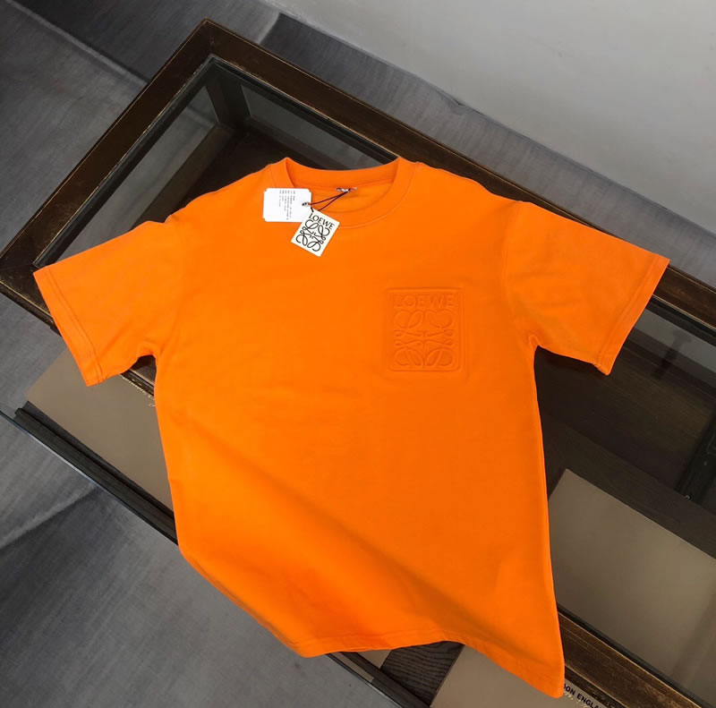 Cotton Counter Knock Off LOEWE Orange T-shirt for Men