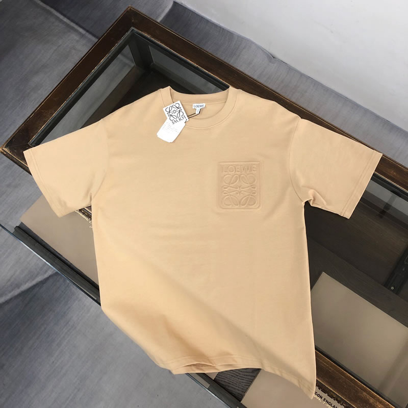 Cotton Counter Replica LOEWE Khaki T-shirt for Men