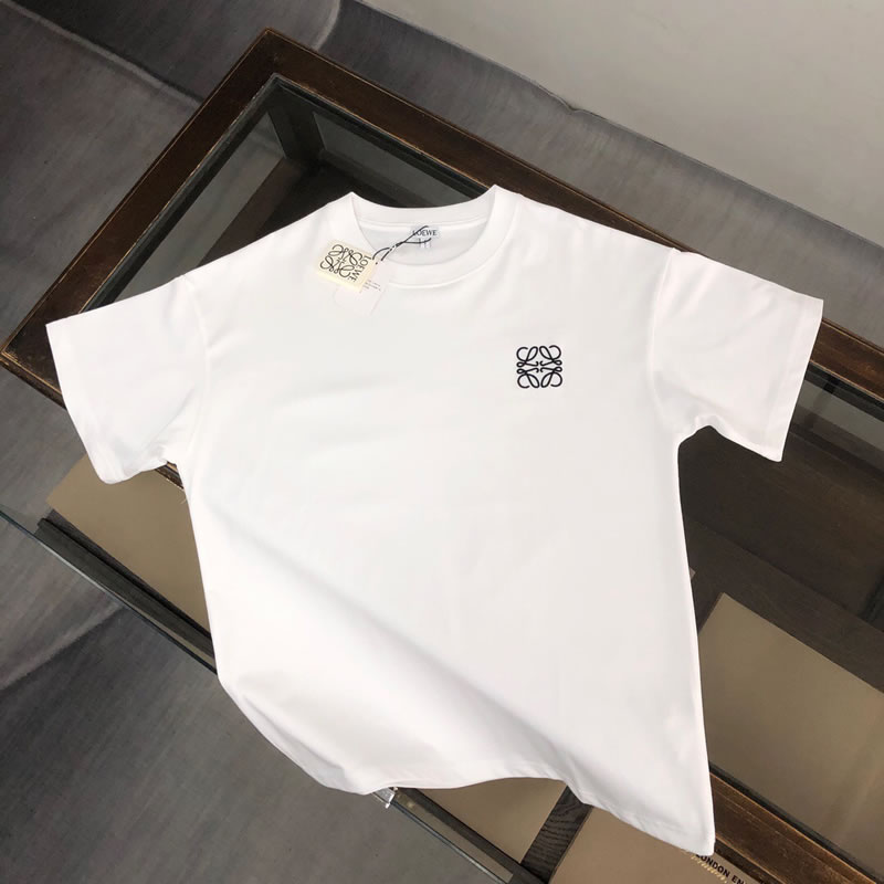 Embroidered Logo Pattern LOEWE Fake White Men T-shirt