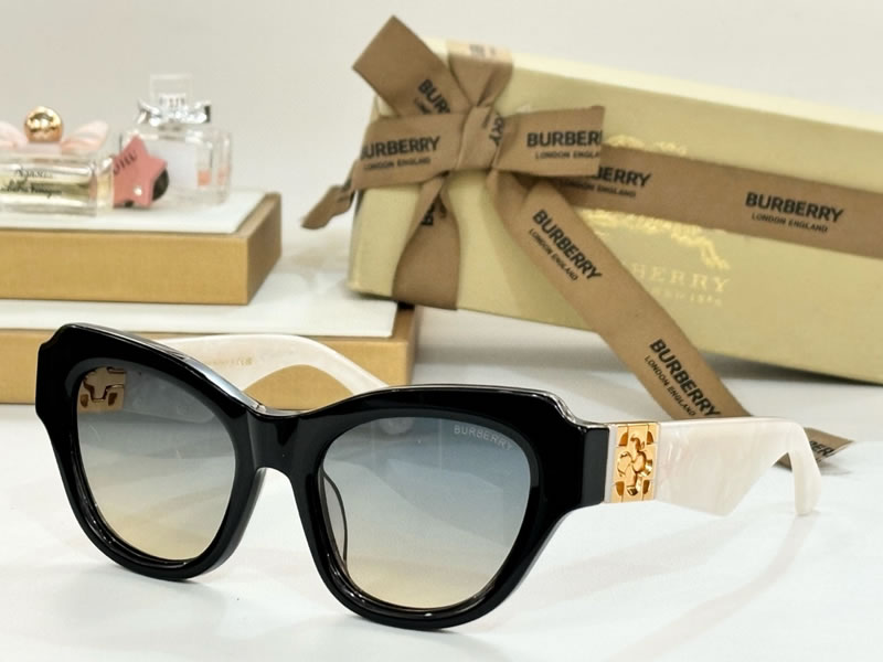 Fake Burberry Sunglasses Black with White Frame