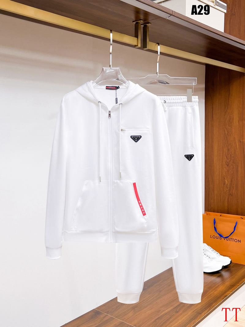 Knock Off Prada Men White Sportswear