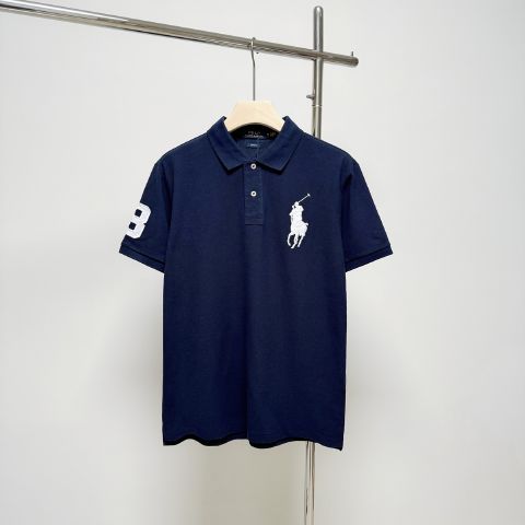 Lapel Replica Men Ralph Lauren POLO Dark Blue T-Shirt