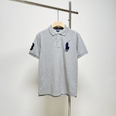 Lapel Replica Men Ralph Lauren POLO Grey T-Shirt