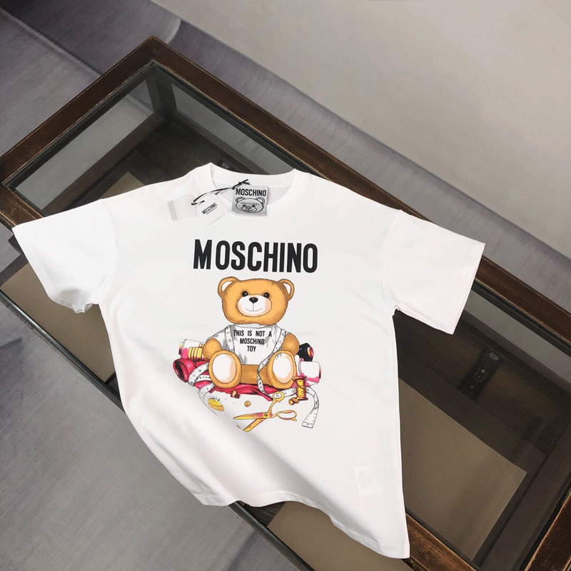 Loose Fit Replica Moschino White Men T-shirts 