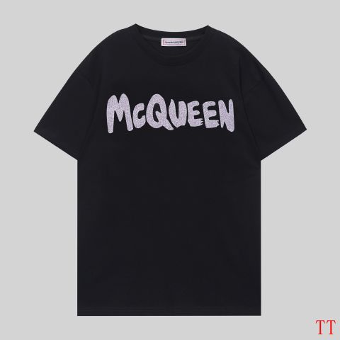 Loose Replica Alexander McQueen T-shirts Black For Men