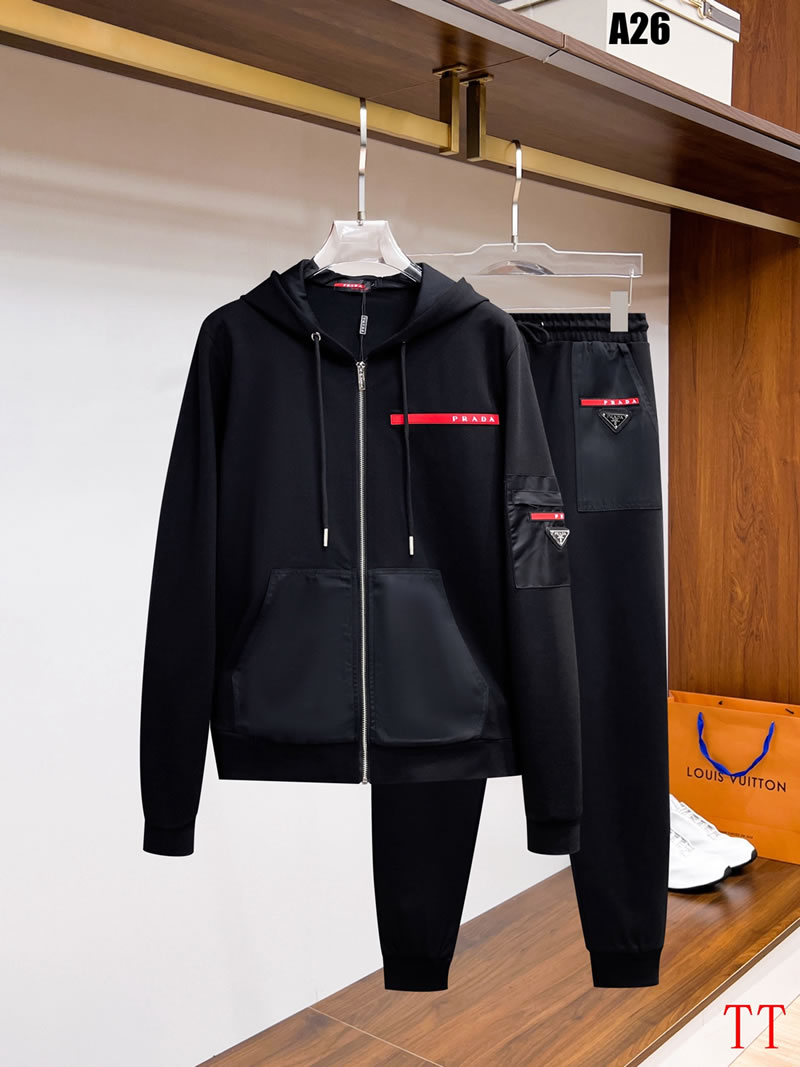 New Model Replica Prada Black Sportswear for Men