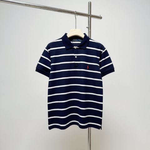 Stripe Fake Ralph Lauren POLO Dark Blue T-Shirt for Men