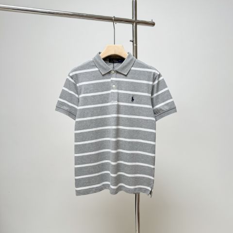 Stripe Fake Ralph Lauren POLO Grey T-Shirt for Men