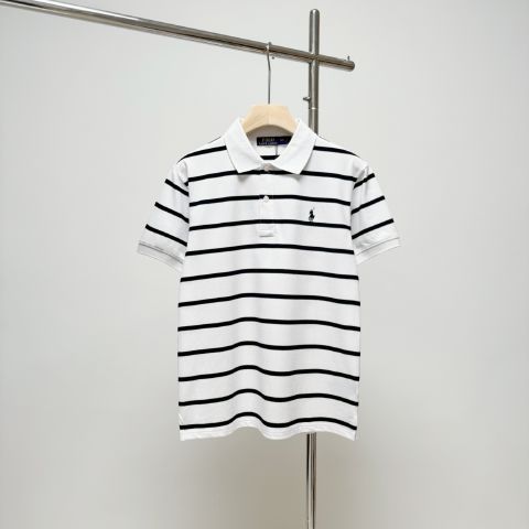 Stripe Fake Ralph Lauren POLO White T-Shirt for Men