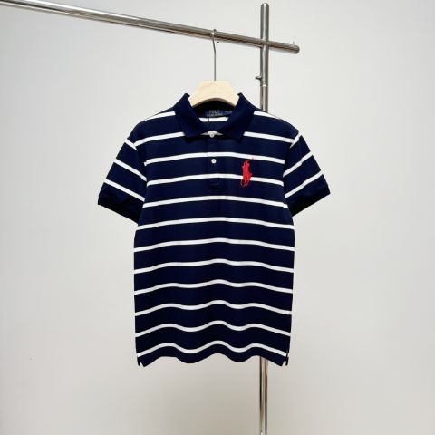 Stripe Knock Off Ralph Lauren POLO Dark Blue T-Shirt for Men