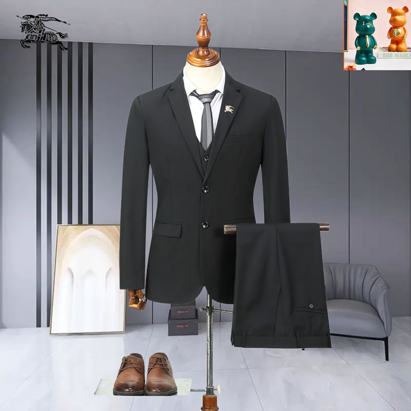 Three-piece suit Fake Burberry Suit Black For Men