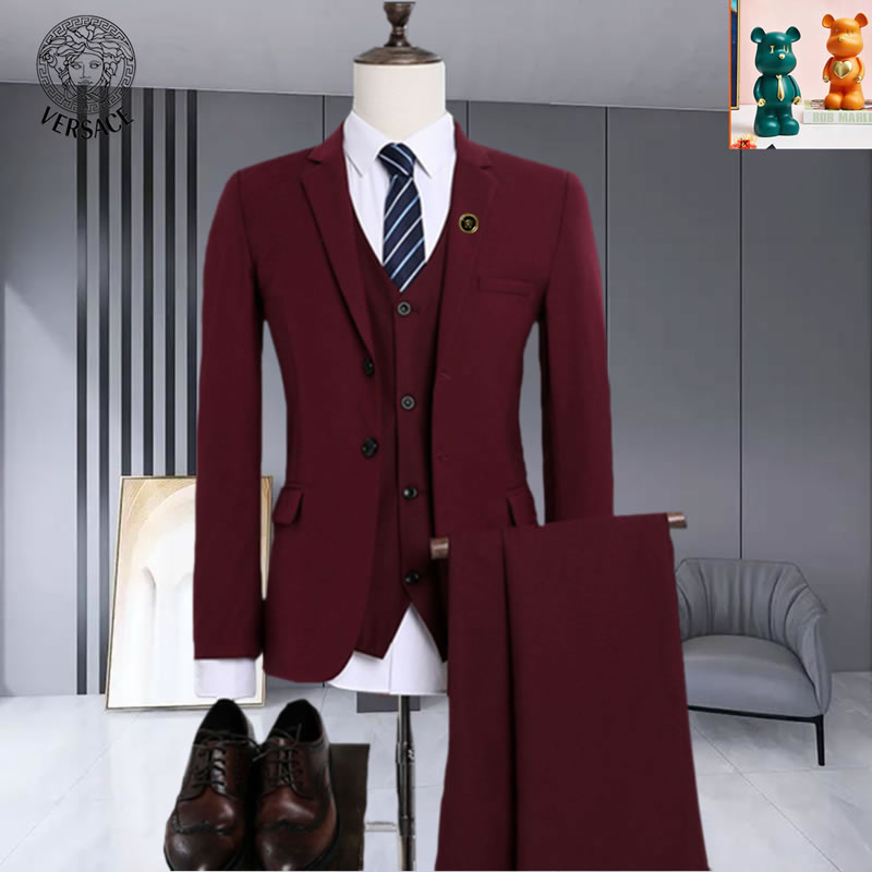 Three-piece suit Fake VERSACE Men Suit Burgundy