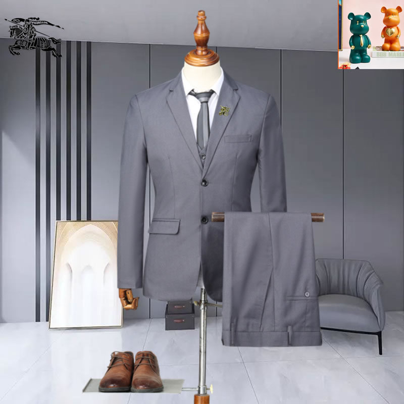 Three-piece suit Knock Off Burberry Men Suit Grey